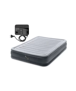 MATERASSO AD UNA PIAZZA E MEZZA INTEX "DURA BEAM COMFORT PLUSH" CON POMPA INTEGRATA GRIGIO 137X191X33 CM - COD. 67768NP