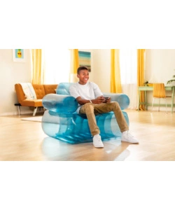 POLTRONA GONFIABILE CON BRACICOLI INTEX IN VINILE BLU 109X107X79 CM - COD. 66503NP