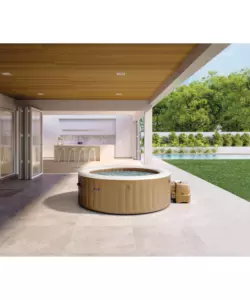 PISCINA IDROMASSAGGIO GONFIABILE INTEX "BUBBLE MASSAGE" 4 PERSONE BEIGE 196X196X71 CM - COD. 28426ND