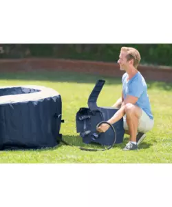 PISCINA IDROMASSAGGIO GONFIABILE INTEX "PURESPA BUBBLE MASSAGE" CON TELO BASE, TELO DI COPERTURA, DISPENSER PRODOTTI CHIMICI, LUCE LED E DUE POGGIATESTA 6 PERSONE BLU 216X216X71 CM - COD. 28432NP