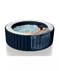PISCINA IDROMASSAGGIO GONFIABILE INTEX "PURESPA BUBBLE MASSAGE" CON TELO BASE, TELO DI COPERTURA, DISPENSER PRODOTTI CHIMICI, LUCE LED E DUE POGGIATESTA 6 PERSONE BLU 216X216X71 CM - COD. 28432NP