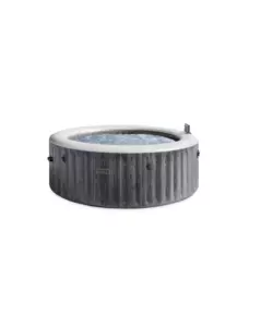 PISCINA IDROMASSAGGIO GONFIABILE INTEX "PURESPA GREYWOOD DELUXE" CON TELO BASE, TELO DI COPERTURA, DISPENSER, LUCE LED, DUE POGGIATESTA 6 PERSONE EFFETTO LEGNO GRIGIO 216X216X71 CM - COD. 28442NP