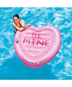 MATERASSINO GONFIABILE INTEX "CUORE" IN VINILE ROSA 145X142 CM - COD. 58789