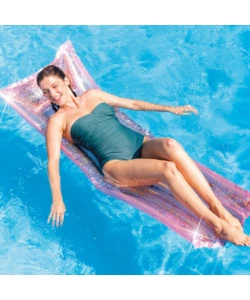 MATERASSINO GONFIABILE INTEX "GLITTER" IN VINILE ROSA 170X53X15 CM - COD. 58720EU