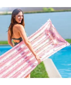 MATERASSINO GONFIABILE INTEX "GLITTER" IN VINILE ROSA 170X53X15 CM - COD. 58720EU