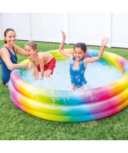PISCINA GONFIABILE PER BAMBII INTEX "ARCOBALENO" IN VINILE MULTICOLORE 168X168X38 CM - COD. 58449NP