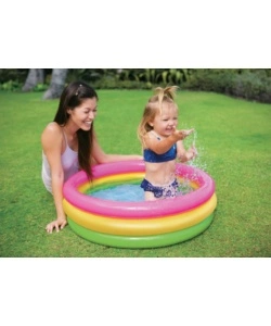 PISCINA GONFIABILE PER BAMBINI INTEX "SUNSET GLOW" IN VINILE MULTICOLORE 86X86X25 CM - COD. 58924NP