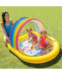 PISCINA GONFIABIE PER BAMBINI INTEX "ARCOBALENO" CON SPRUZZINO IN VINILE 147X130X86 CM - COD. 57156NP