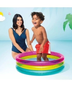 PISCINA GONFIABILE PER BAMBINI INTEX "ARCOBALENO" IN VINILE MULTICOLORE 86X86X25 CM - 57104NP