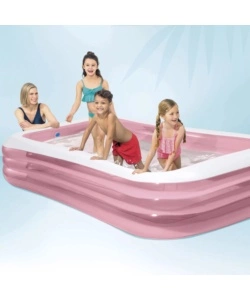 PISCINA GONFIABILE PER BAMBINI INTEX "FAMILY RETTANGOLARE" IN VINILE ROSA E BIANCO 305X183X56 CM - COD. 58487NP