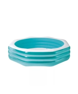 PISCINA GONFIABILE PER BAMBINI INTEX "SWIM CENTER FAMILY OTTAGONALE" IN VINILE AZZURRO E BIANCO 254X254X56 CM - COD. 58492NP