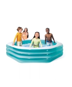 PISCINA GONFIABILE PER BAMBINI INTEX "SWIM CENTER FAMILY OTTAGONALE" IN VINILE AZZURRO E BIANCO 254X254X56 CM - COD. 58492NP
