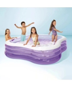 PISCINA GONFIABILE PER BAMBINI INTEX "FAMILY QUADRATA" IN VINILE COLORI ASSORTITI 229X229X56 CM - COD. 57495NP