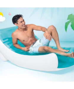 MATERASSINO GONFIABILE INTEX "SPLASH LOUNGE" IN VINILE BIANCO E AZZURRO 191X99 CM - COD. 58856EU