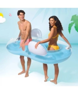 SALVAGENTE GONFIABILE DOPPIO INTEX CON MANIGLIE E SCHIENALE IN VINILE AZZURRO 198X117 CM - COD. 56800EU