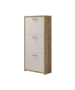 Scarpiera 3 ante BellaHome legno e bianco 50x25x113 cm