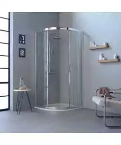 Box doccia semicircolare "Marte" cromato 80x80x195 cm