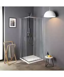 Box doccia quadrata "Terra" cromato 80x80x185 cm