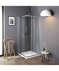 Box doccia quadrato "Terra" in alluminio cromato 70x70x185 cm