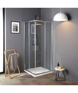 Box doccia quadrato "Terra" in alluminio cromato 80x80x185 cm