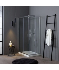 Box doccia rettangolare "Terra" in alluminio cromato 70x90x185 cm