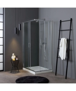 Box doccia rettangolare "Terra" in alluminio cromato 70x100x185 cm