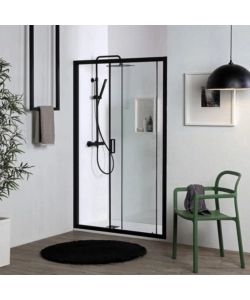 Porta doccia per nicchia "Luna" nero opaco 150x190 cm