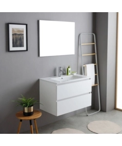 Mobile bagno sospeso "Capri" 2 cassetti bianco 80 cm