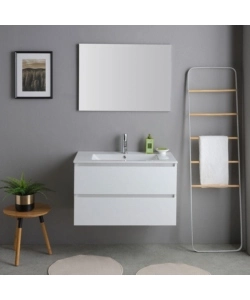 Mobile bagno sospeso "Capri" 2 cassetti bianco 80 cm