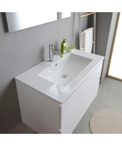 Mobile bagno sospeso "Capri" 2 cassetti bianco 80 cm