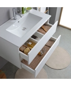 Mobile bagno sospeso "Capri" 2 cassetti bianco 80 cm