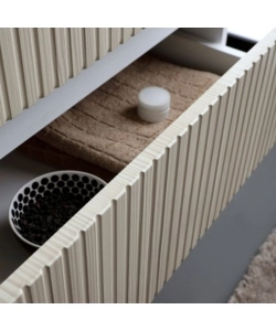 Mobile bagno sospeso "Ischia" 2 cassetti bianco cannettato rovere 80 cm