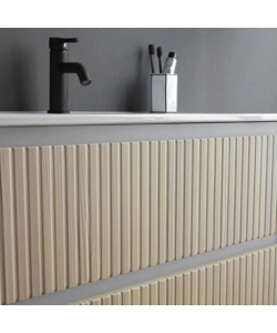 Mobile bagno sospeso "Ischia" 2 cassetti bianco cannettato rovere 80 cm