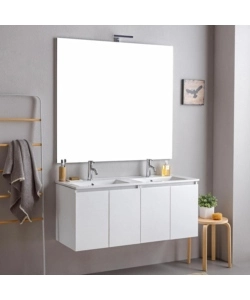 Mobile bagno sospeso "Ischia" 2 cassetti bianco cannettato 120 cm