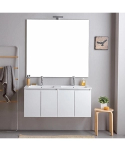Mobile bagno sospeso "Ischia" 2 cassetti bianco cannettato 120 cm