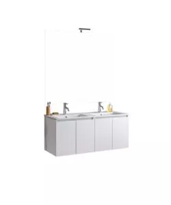 Mobile bagno sospeso "Ischia" 2 cassetti bianco cannettato 120 cm