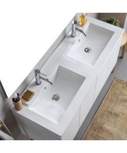 Mobile bagno sospeso "Ischia" 2 cassetti bianco cannettato 120 cm