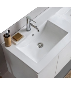Mobile bagno sospeso "Ischia" 2 cassetti bianco cannettato 120 cm