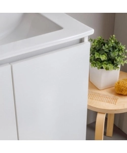 Mobile bagno sospeso "Ischia" 2 cassetti bianco cannettato 120 cm