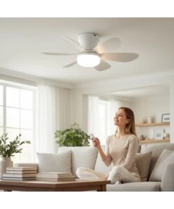 Plafoniera led con ventilatore "Lund" bianco 6 pale 53 cm