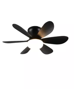 Plafoniera led con ventilatore "Lund" nero 6 pale 52 cm
