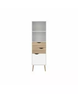 Vetrina 2 cassetti e 1 anta "Oslo" bianco e quercia 50,2x39,1x171,3 cm
