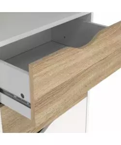 Vetrina 2 cassetti e 1 anta "Oslo" bianco e quercia 50,2x39,1x171,3 cm