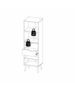 Vetrina 2 cassetti e 1 anta "Oslo" bianco e quercia 50,2x39,1x171,3 cm