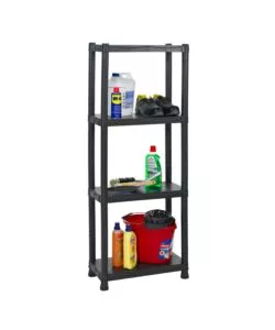 Set 2 scaffali 4 ripiani in polipropilene BellaHome "Iperione" nero portata 100 kg 60x30x143 cm