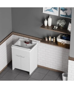 Lavatoio con vasca in polipropilene "Garden" bianco 60x50x85 cm