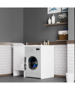 Lavatoio coprilavatrice con vasca reversibile "Garden" bianco 109x60x89 cm