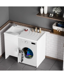 Lavatoio coprilavatrice con vasca reversibile "Garden" bianco 109x60x89 cm