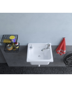 Lavello a muro "Pilozzo Mini" in polipropilene bianco 42,5x34x20 cm