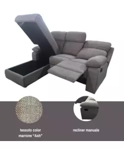 Divano angolare BellaHome "Ketty" in tessuto marrone con penisola a sinistra 197x174/93,5x95 cm